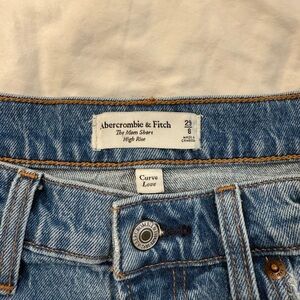 Abercrombie & Fitch Curve Love High Rise Medium Wash Mom Shorts